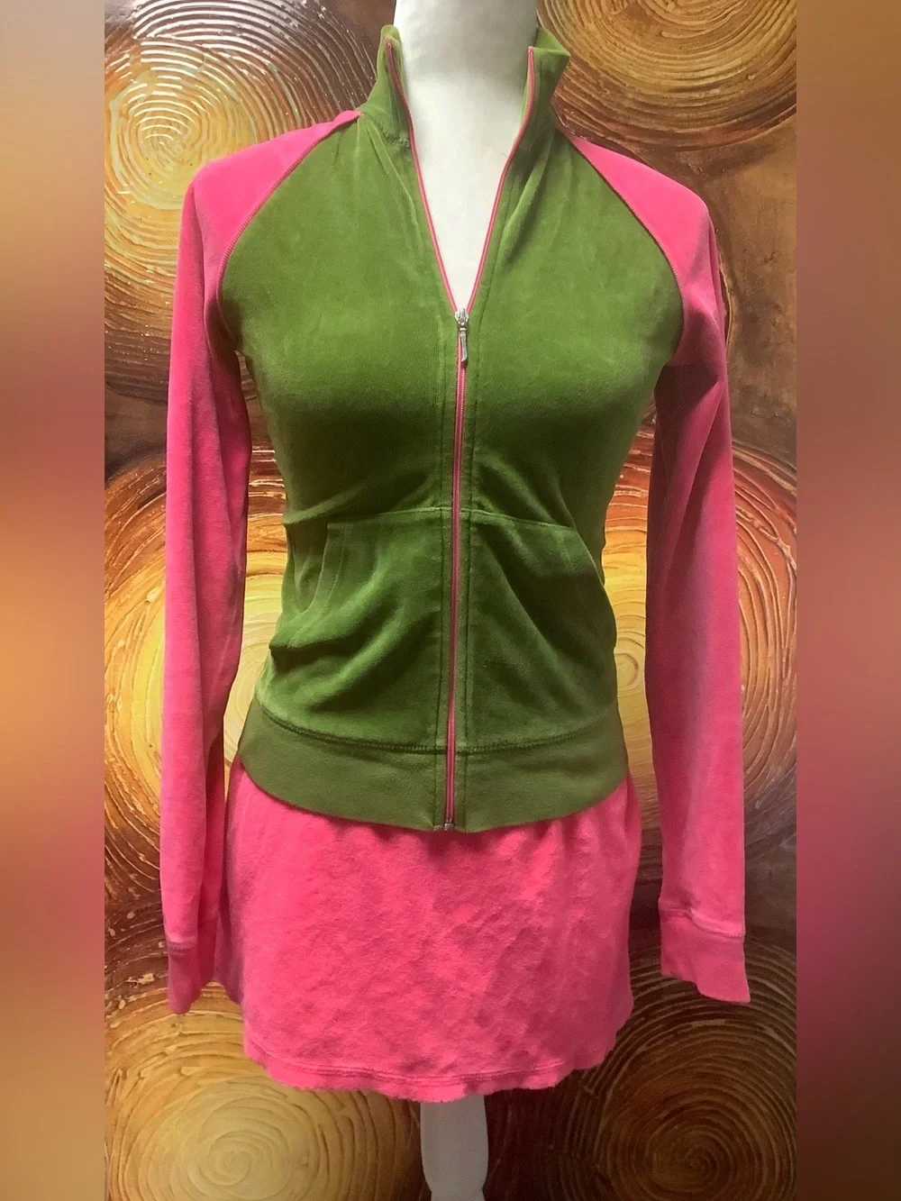 Juicy Couture 90s Zip-Up Velour Jacket Terry Mini Skirt